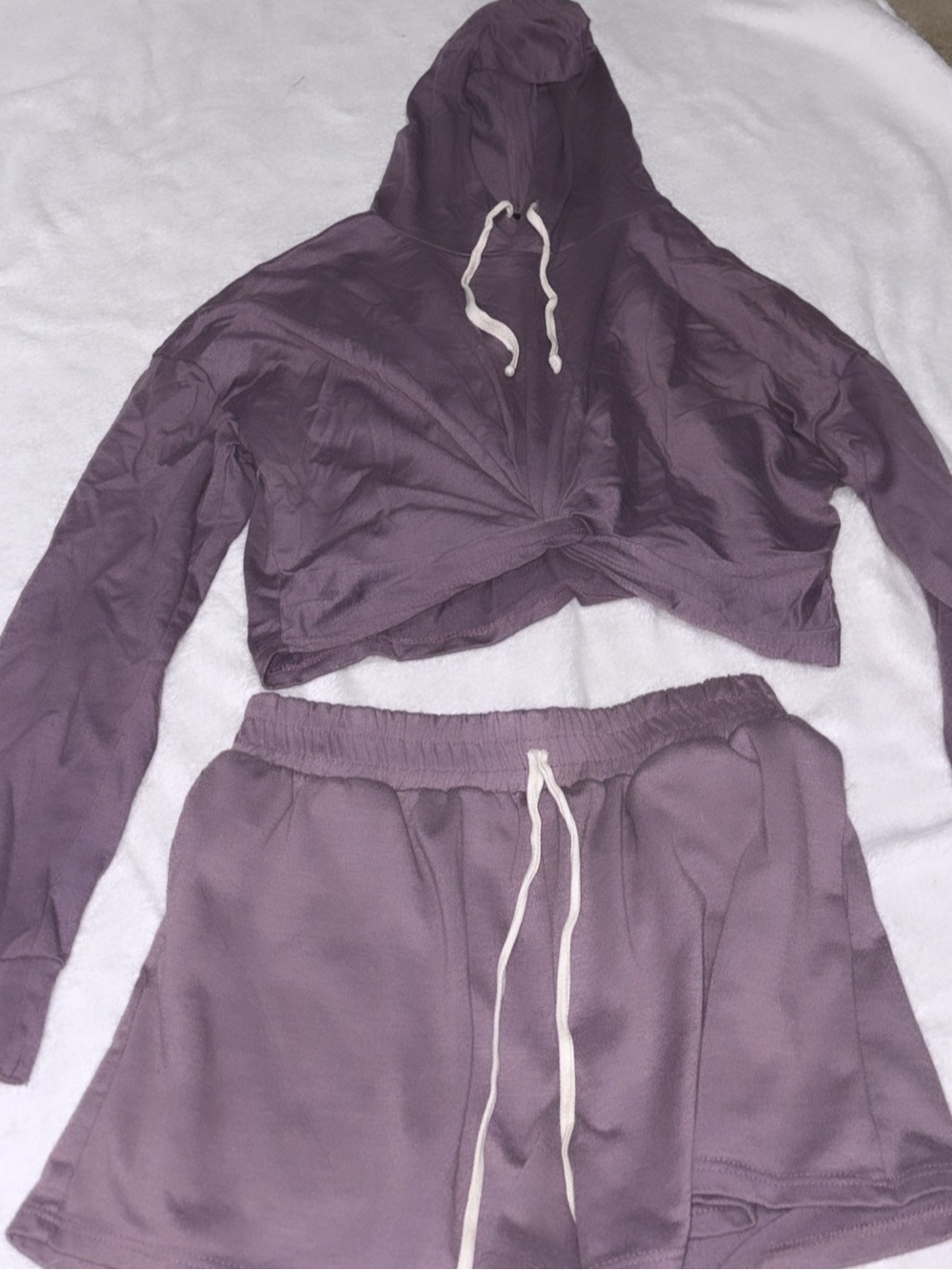 Cropped Hoodie and shorts Set - Purple